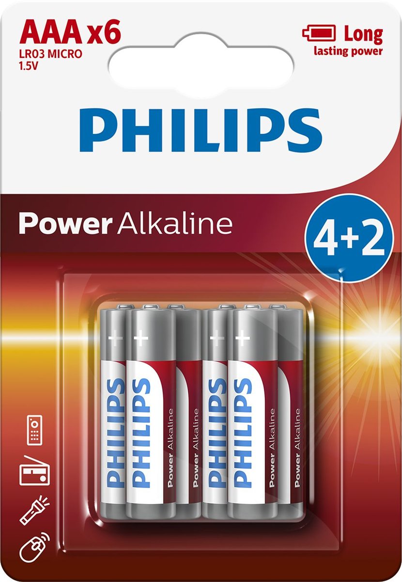 Bateri alkaline AAA Power Alkaline, 6 copë